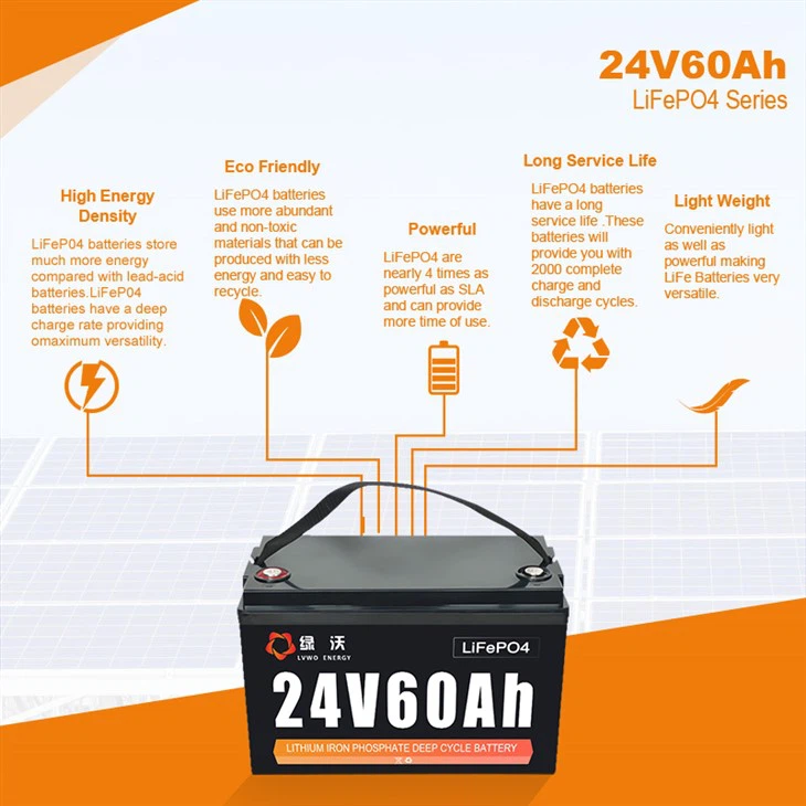 LVWO-24V 25.6V 60Ah LiFePO4 Lithium Battery